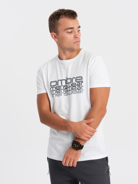 Ombre Clothing Bílé pánské tričko Ombre Clothing