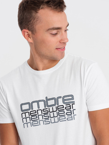 Ombre Clothing Bílé pánské tričko Ombre Clothing