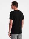 Ombre Clothing Černé pánské tričko s véčkovým výstřihem Ombre Clothing