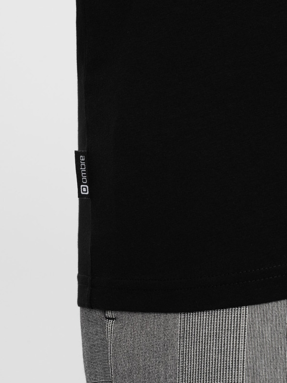 Ombre Clothing Černé pánské tričko s véčkovým výstřihem Ombre Clothing