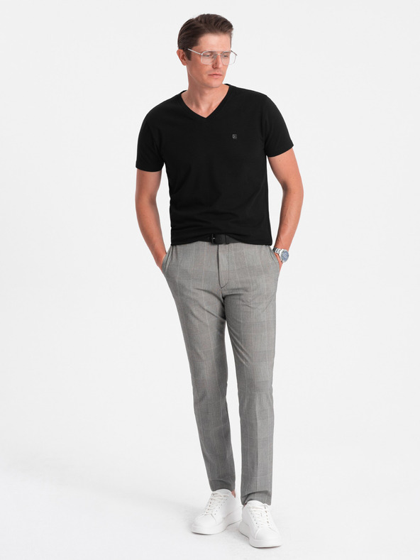 Ombre Clothing Černé pánské tričko s véčkovým výstřihem Ombre Clothing