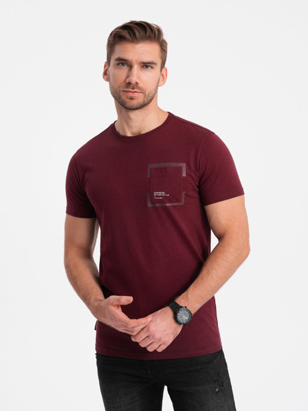 Ombre Clothing Vínové pánské tričko Ombre Clothing