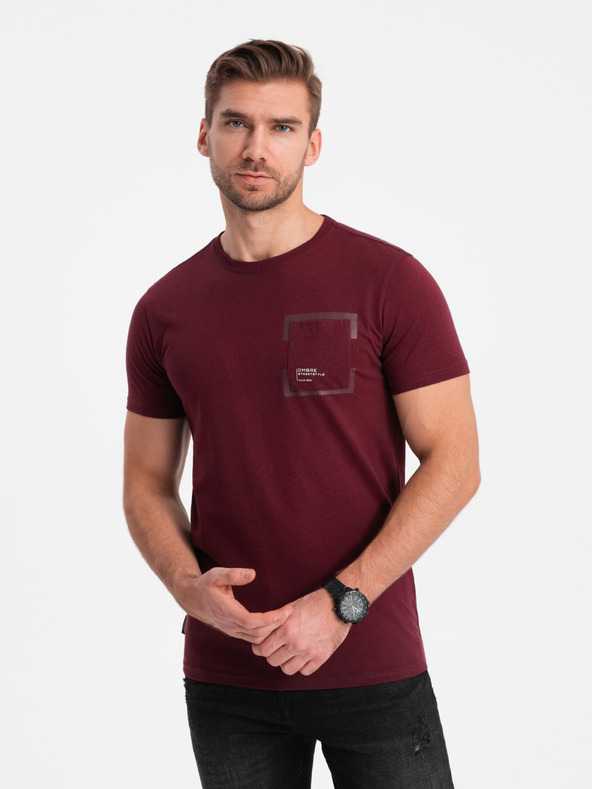 Ombre Clothing Vínové pánské tričko Ombre Clothing