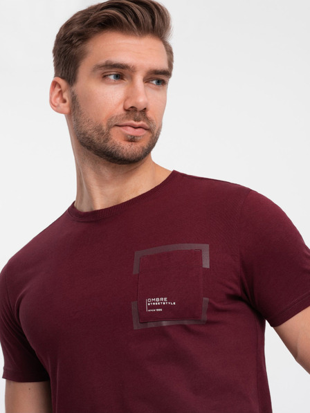 Ombre Clothing Vínové pánské tričko Ombre Clothing