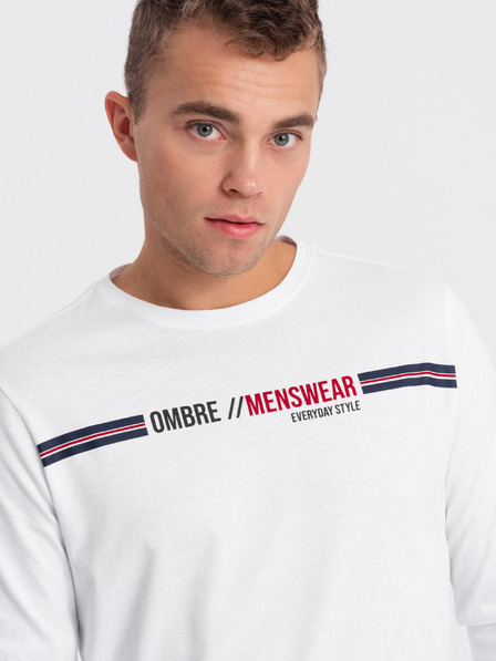 Ombre Clothing Bílé pánské tričko Ombre Clothing