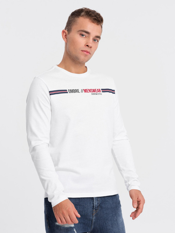 Ombre Clothing Bílé pánské tričko Ombre Clothing