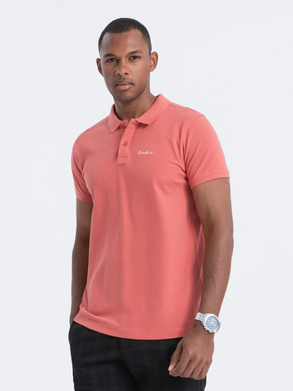 Ombre Clothing Korálové pánské polo tričko Ombre Clothing