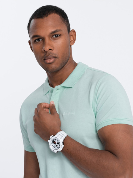 Ombre Clothing Tyrkysové pánské polo tričko Ombre Clothing