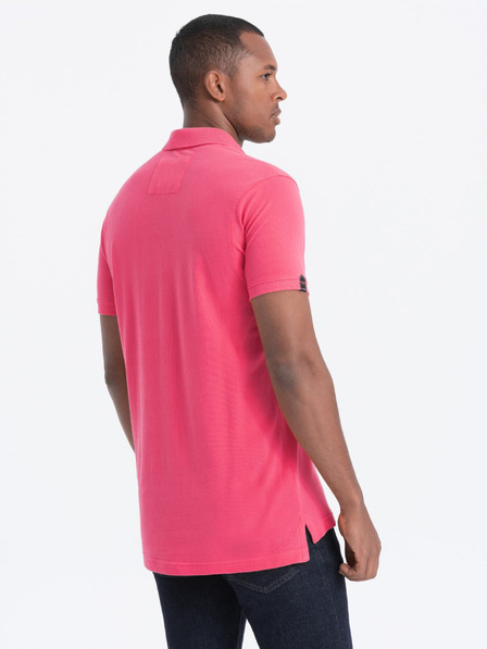 Ombre Clothing Tmavě růžové pánské polo tričko Ombre Clothing
