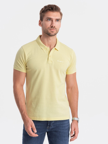 Ombre Clothing Světle žluté pánské polo tričko Ombre Clothing