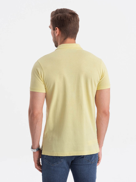 Ombre Clothing Světle žluté pánské polo tričko Ombre Clothing