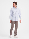 Ombre Clothing Světle modrá pánská pruhovaná košile Ombre Clothing