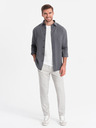 Ombre Clothing Světle šedé pánské kostkované kalhoty Ombre Clothing