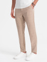 Ombre Clothing Světle hnědé pánské kostkované kalhoty Ombre Clothing