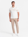 Ombre Clothing Světle hnědé pánské kostkované kalhoty Ombre Clothing