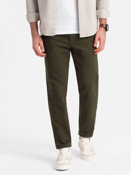 Ombre Clothing Tmavě zelené pánské chino kalhoty Ombre Clothing