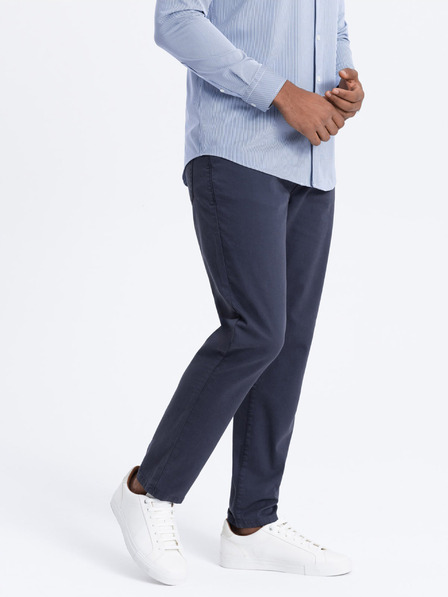 Ombre Clothing Tmavě modré pánské chino kalhoty Ombre Clothing