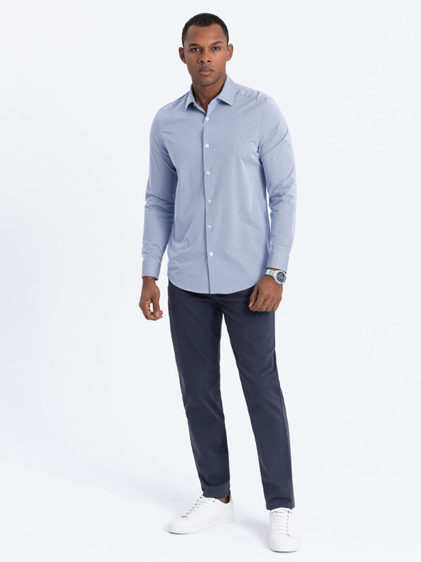 Ombre Clothing Tmavě modré pánské chino kalhoty Ombre Clothing