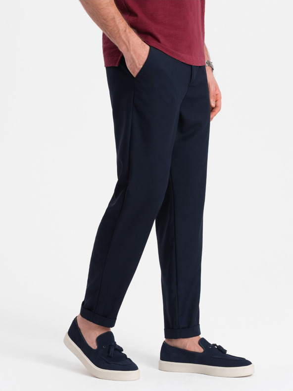 Ombre Clothing Tmavě modré pánské chino kalhoty Ombre Clothing