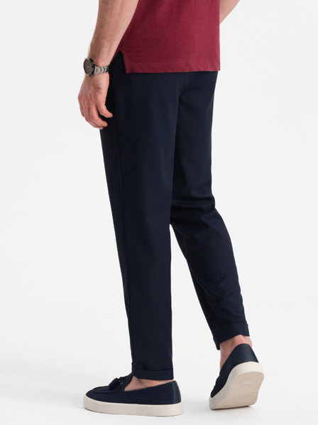 Ombre Clothing Tmavě modré pánské chino kalhoty Ombre Clothing