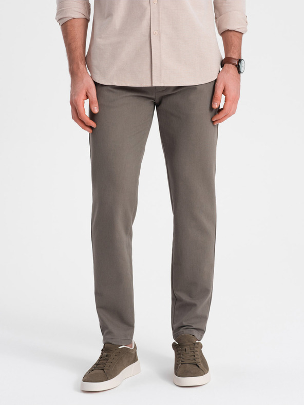 Ombre Clothing Hnědé pánské chino kalhoty Ombre Clothing