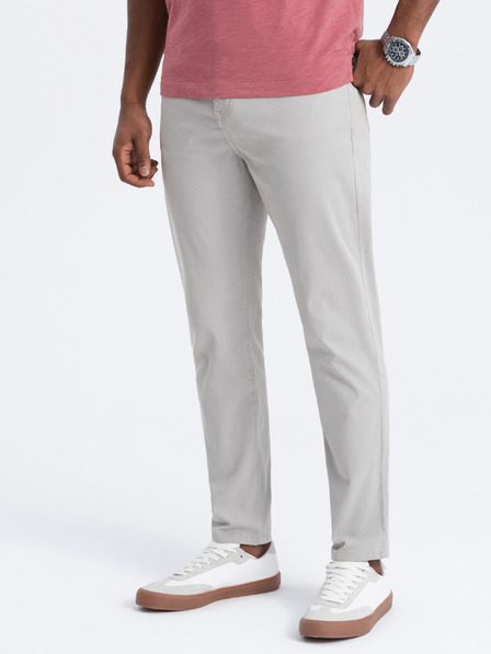 Ombre Clothing Světle šedé pánské chino kalhoty Ombre Clothing