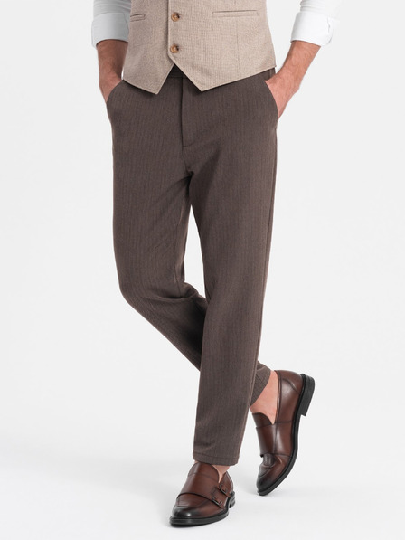Ombre Clothing Hnědé pánské chino kalhoty Ombre Clothing