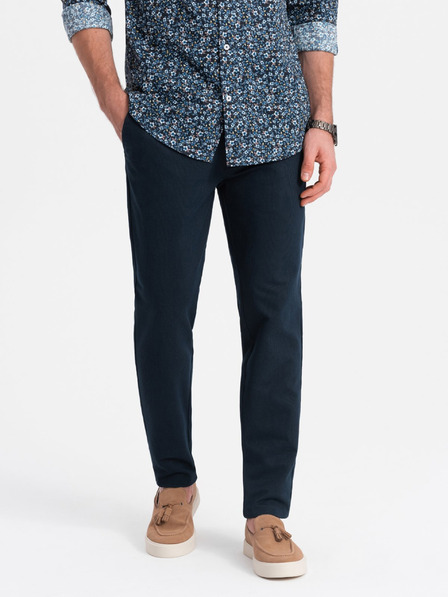Ombre Clothing Tmavě modré pánské chino kalhoty Ombre Clothing