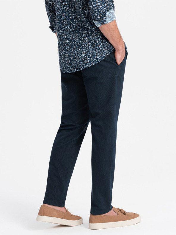 Ombre Clothing Tmavě modré pánské chino kalhoty Ombre Clothing