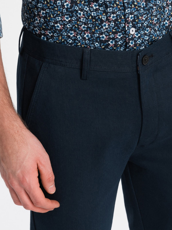 Ombre Clothing Tmavě modré pánské chino kalhoty Ombre Clothing