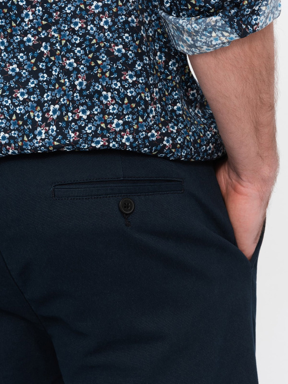 Ombre Clothing Tmavě modré pánské chino kalhoty Ombre Clothing