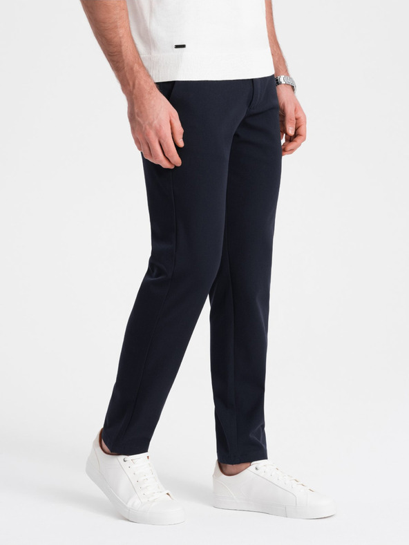Ombre Clothing Tmavě modré pánské chino kalhoty Ombre Clothing