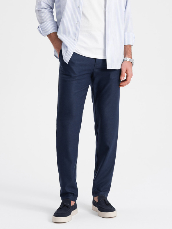 Ombre Clothing Tmavě modré pánské slim fit chino kalhoty Ombre Clothing