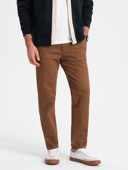 Ombre Clothing Hnědé pánské chino kalhoty Ombre Clothing