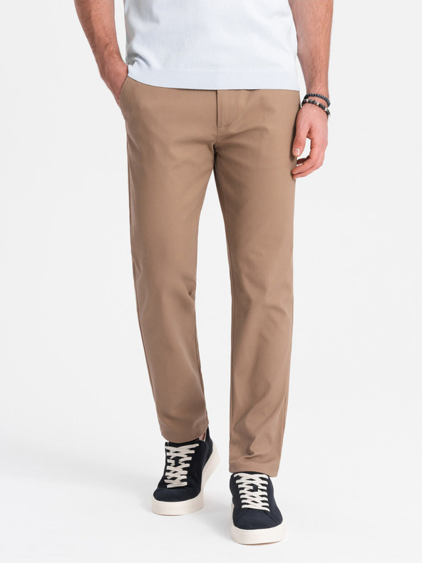 Ombre Clothing Světle hnědé pánské slim fit chino kalhoty Ombre Clothing