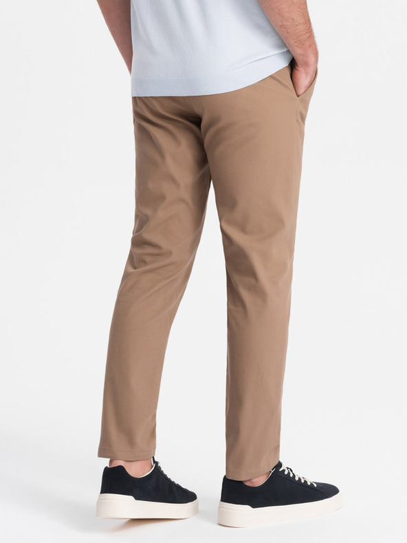Ombre Clothing Světle hnědé pánské slim fit chino kalhoty Ombre Clothing