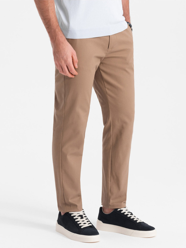 Ombre Clothing Světle hnědé pánské slim fit chino kalhoty Ombre Clothing