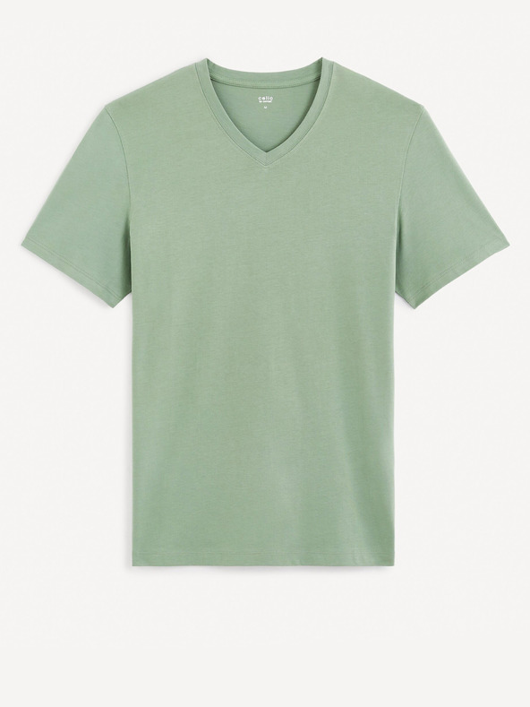 Celio Světle zelené pánské basic tričko Celio Debasev