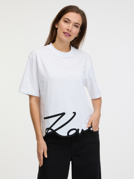 Karl Lagerfeld Bílé dámské tričko KARL LAGERFELD Karl Signature