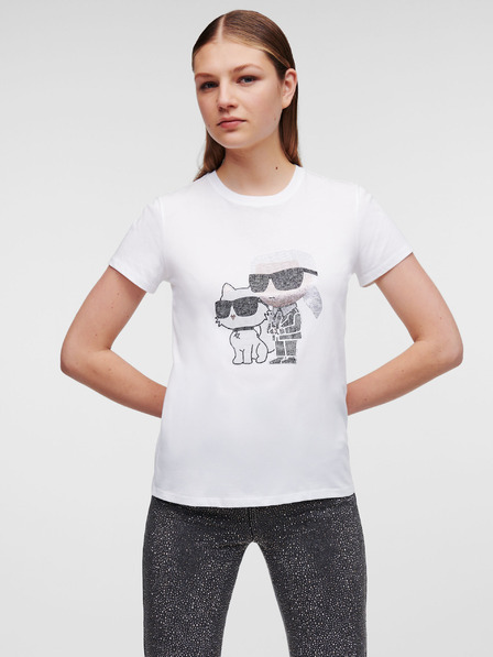 Karl Lagerfeld Bílé dámské tričko KARL LAGERFELD Ikonik 2.0