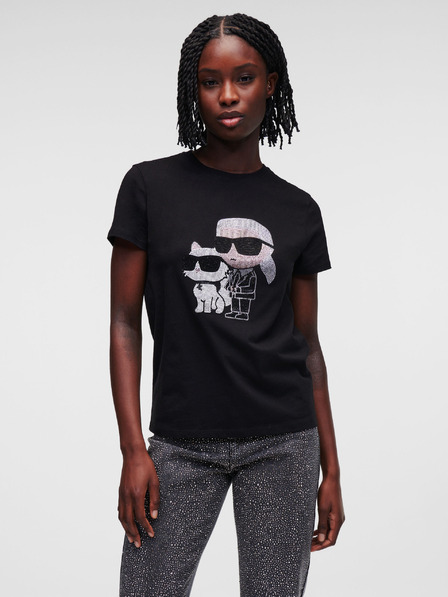 Karl Lagerfeld Černé dámské tričko KARL LAGERFELD Ikonik 2.0