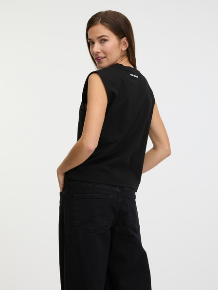 Karl Lagerfeld Černé dámské tílko KARL LAGERFELD Ikonik 2.0 Outline Tank