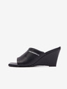 Karl Lagerfeld Černé dámské kožené pantofle KARL LAGERFELD Rialto Open Toe Mule
