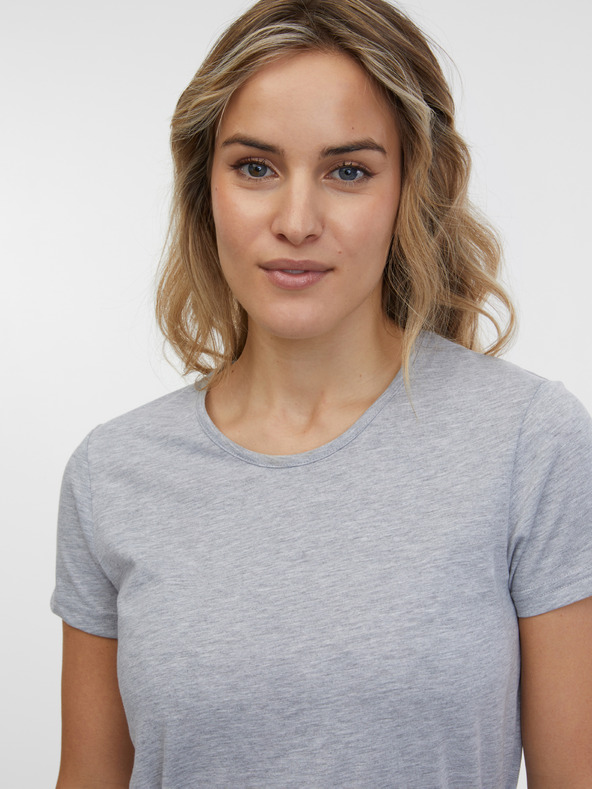 Sam 73 Světle šedé dámské žíhané midišaty SAM 73 Estela