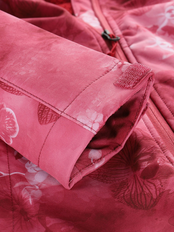 ALPINE PRO Červená dámská vzorovaná softshellová bunda ALPINE PRO HOORA