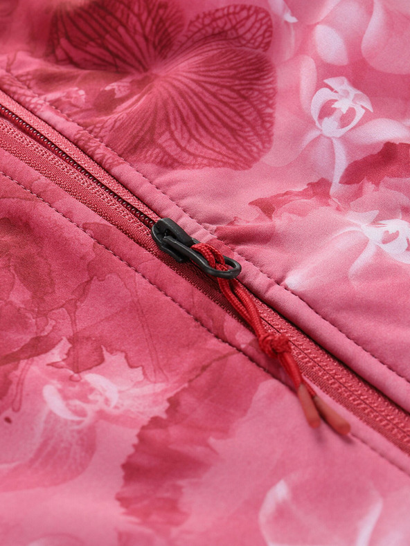 ALPINE PRO Červená dámská vzorovaná softshellová bunda ALPINE PRO HOORA