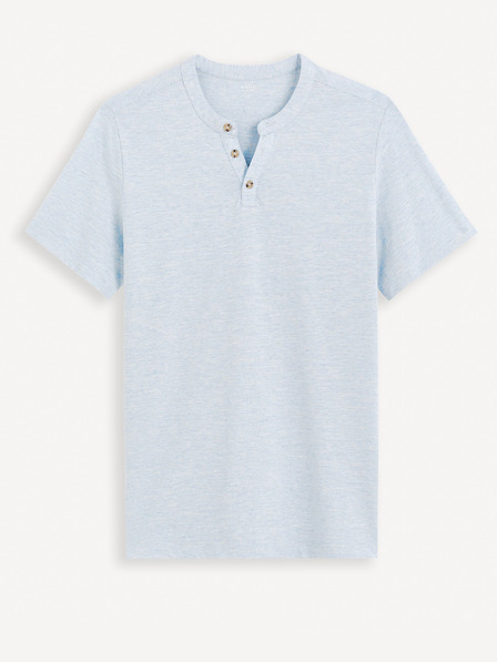 Celio Světle modré pánské tričko Celio henley Cegeti