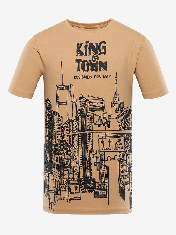 NAX Béžové pánské tričko NAX Jurg