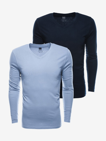 Ombre Clothing Sada dvou pánských basic triček v světle modré a tmavé modré barvě Ombre Clothing