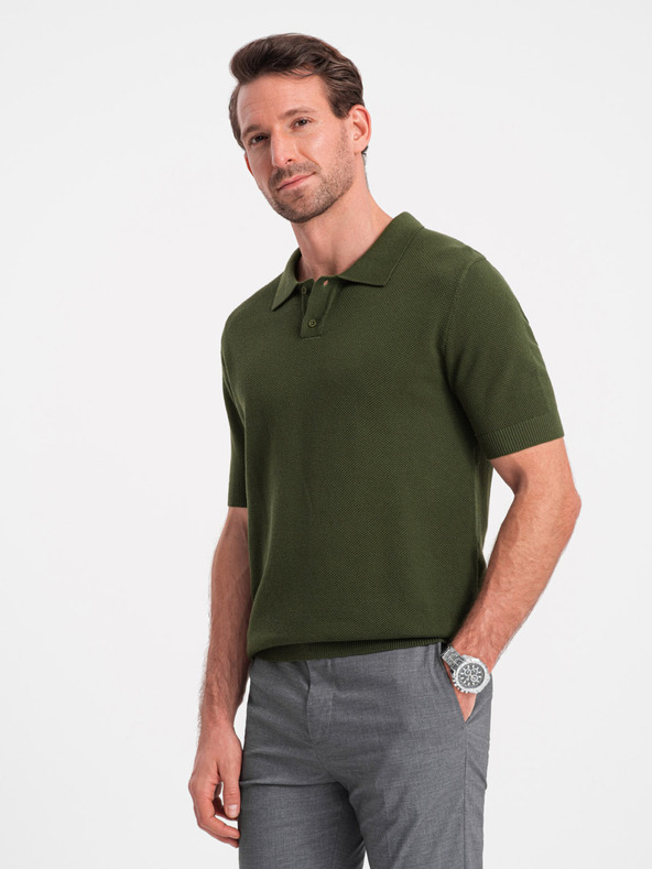 Ombre Clothing Zelené pánské polo tričko Ombre Clothing